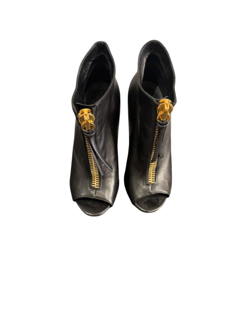 Giuseppe Zanotti Black Leather Peep Toe Ankle Booties Size 35